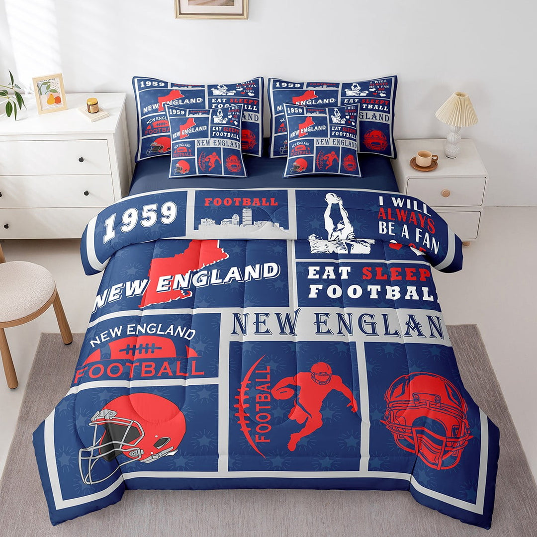 Erosebridal Comforters Twin Size Set with Sheets Rugby Bedding,7 Pieces Bed in a Bag Twin Football Bedding Sets with Comforter, Sheets, Pillowcases