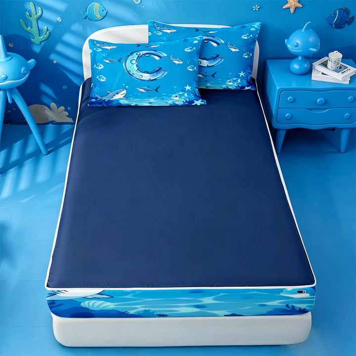 meiyoeat Blue Cowboy Cactus Zipper Full Size Comforter Sets with Fitted Sheet and 2 Pillowcases For Boys,Western Animal Pattern Zipper Bedding Set,Reversible,4-Piece