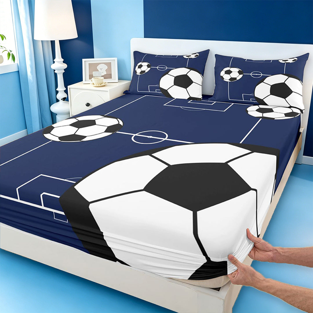 meiyoeat Football Ball Games Bed Sheets For Boys,Soccer Sport Theme Full Size Sheets For Kids,4pcs