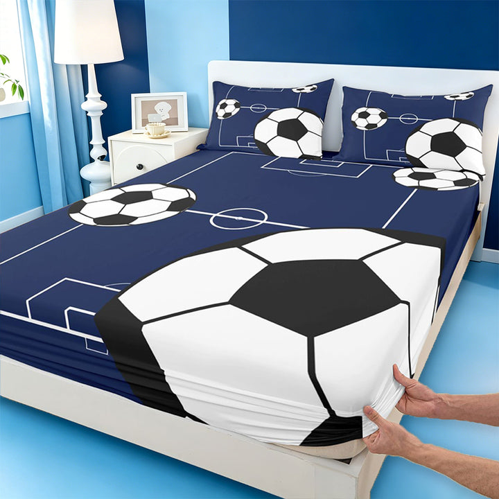 meiyoeat Football Ball Games Bed Sheets For Boys,Soccer Sport Theme Full Size Sheets For Kids,4pcs