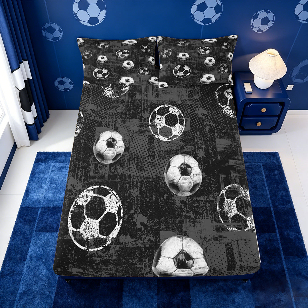 meiyoeat Vintage Graffiti Football Pattern Bed Sheets For Kids,Boys Ball Games Full Size Sheets For Soccer Lovers,4-Piece