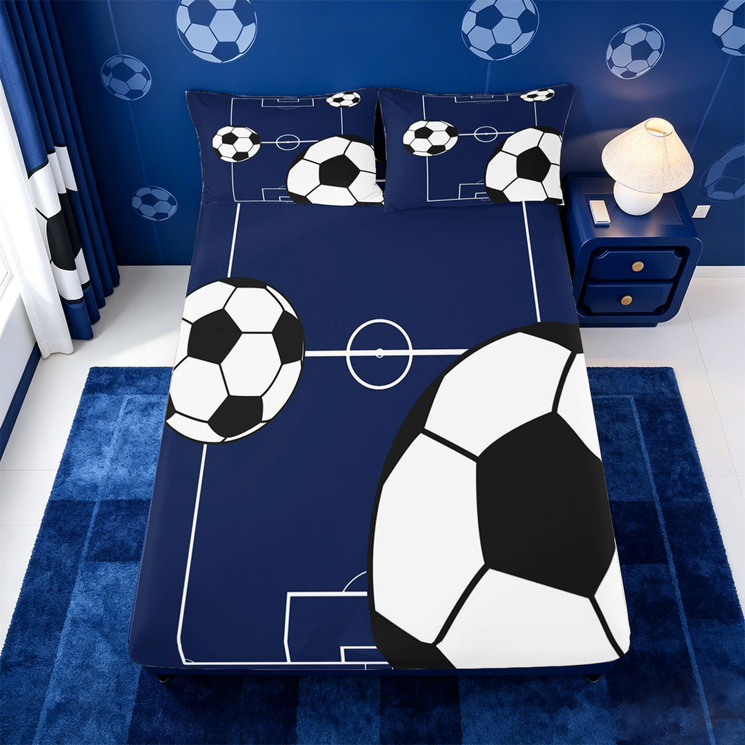 meiyoeat Football Ball Games Bed Sheets For Boys,Soccer Sport Theme Full Size Sheets For Kids,4pcs
