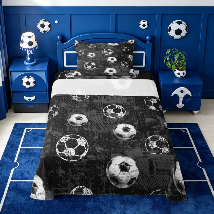 meiyoeat Vintage Graffiti Football Pattern Bed Sheets For Kids,Boys Ball Games Full Size Sheets For Soccer Lovers,4-Piece