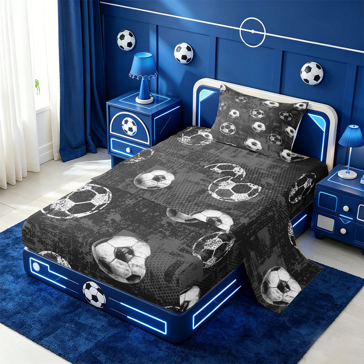 meiyoeat Vintage Graffiti Football Pattern Bed Sheets For Kids,Boys Ball Games Full Size Sheets For Soccer Lovers,4-Piece