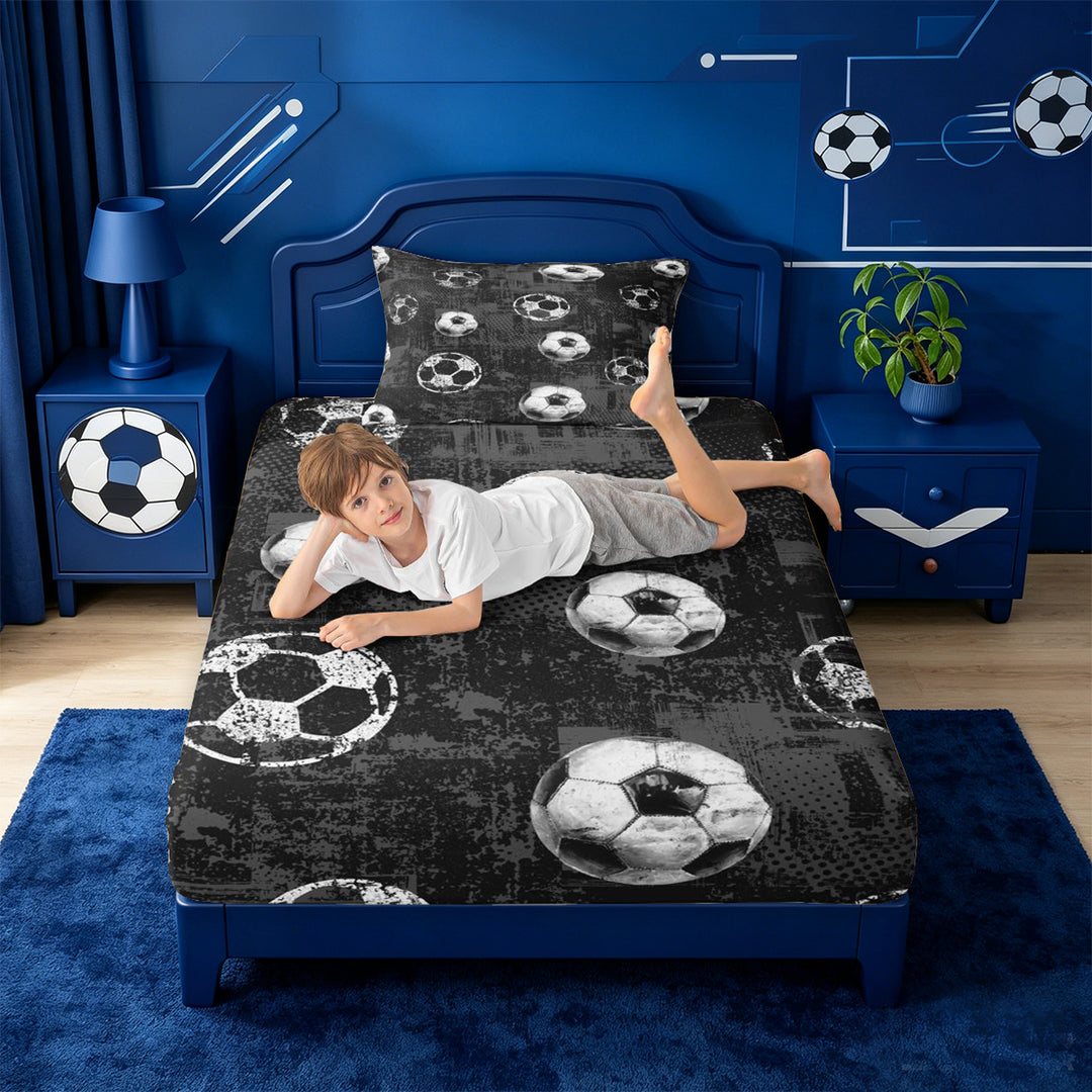 meiyoeat Vintage Graffiti Football Pattern Bed Sheets For Kids,Boys Ball Games Full Size Sheets For Soccer Lovers,4-Piece