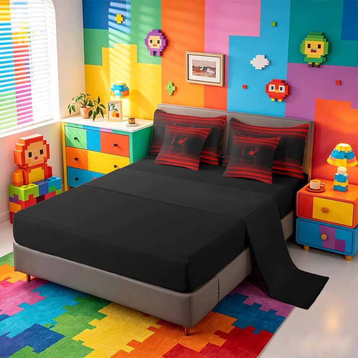 meiyoeat dark Monogram Pattern 7 Pieces Full Size Bedding Sets,Gradient Letter B Full Size Bed in a Bag,Black Reversible