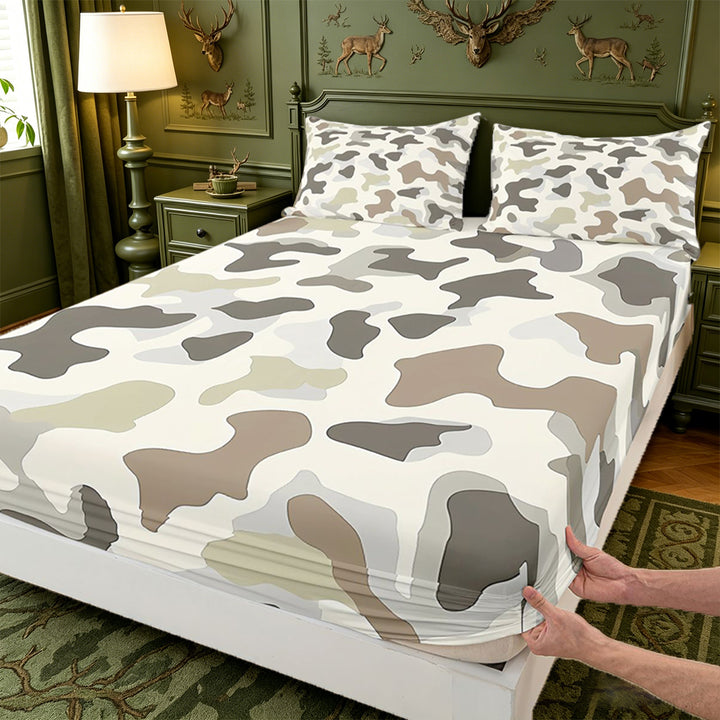 meiyoeat Rustic Camouflage King Sheets For Kids,Retro Farmhouse Camouflage Hunting Bedding For Men,4 Pieces