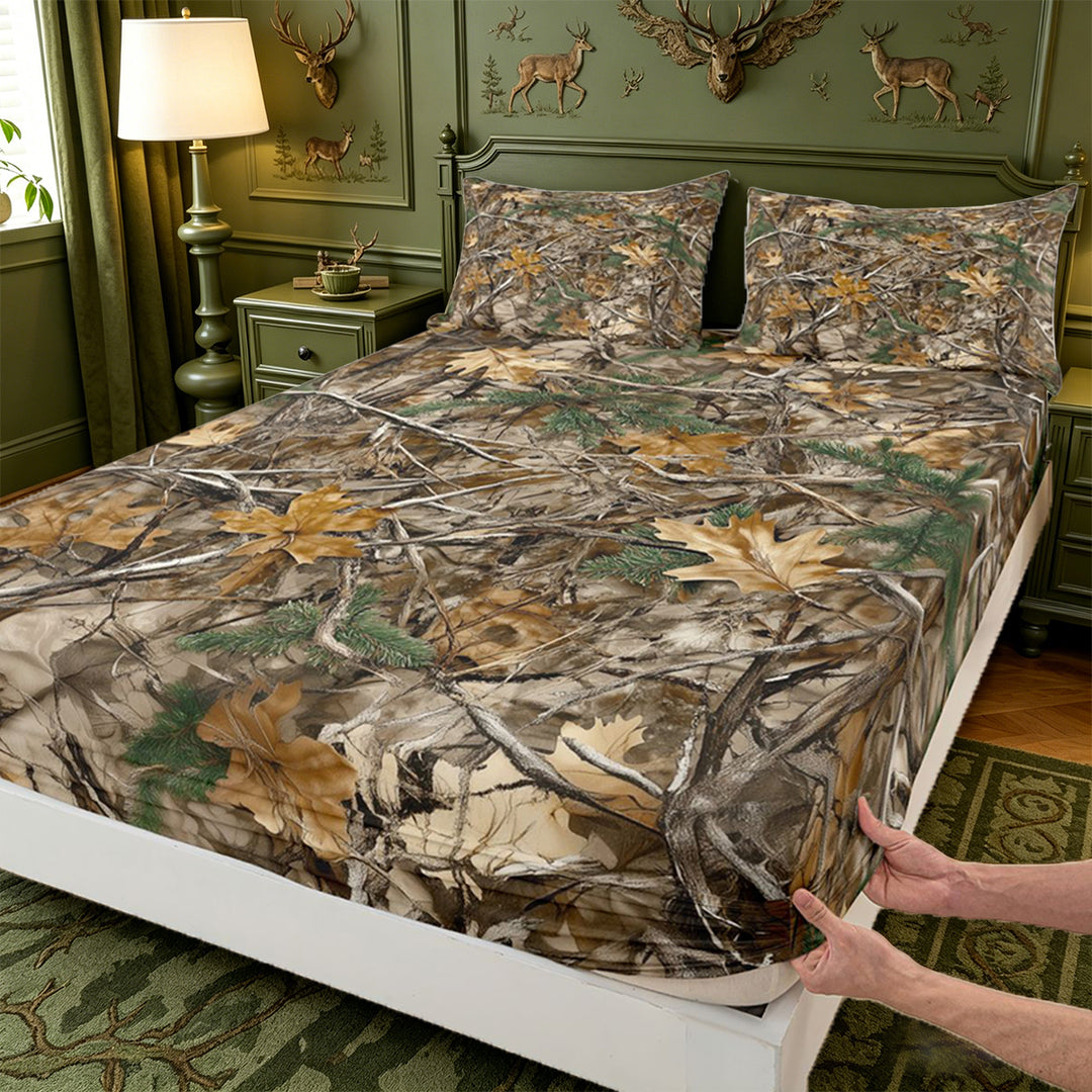 meiyoeat Neutral Camouflage Pattern King Sheets,Retro Camo Hunting Bedding For Men Women,4 Pieces