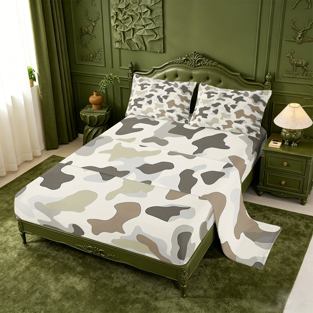 meiyoeat Rustic Camouflage King Sheets For Kids,Retro Farmhouse Camouflage Hunting Bedding For Men,4 Pieces
