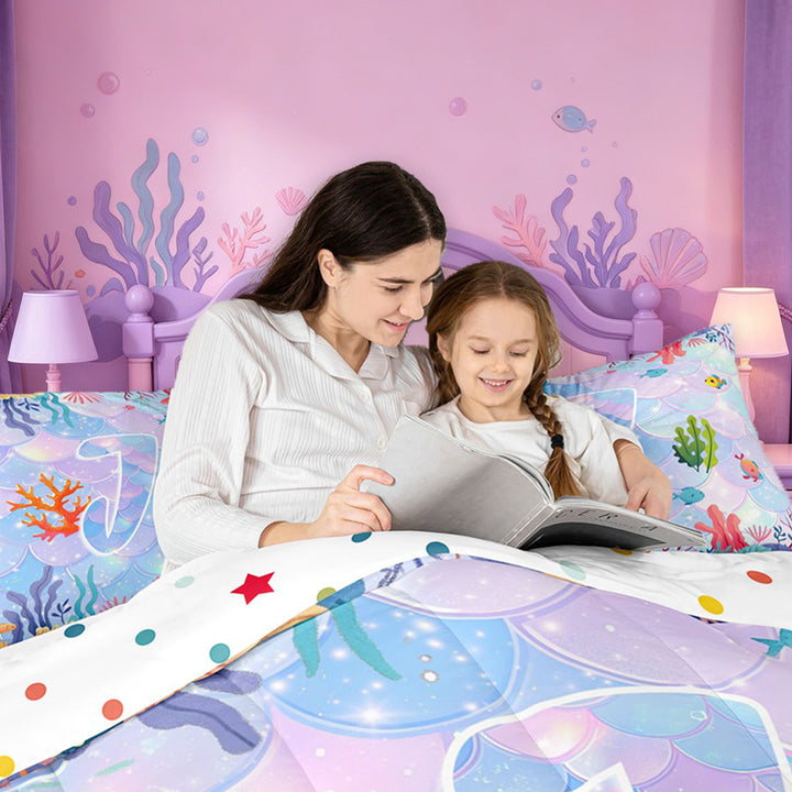 meiyoeat ocean Wave Texture 7 Pieces Full Size Bedding Sets,Watercolor Monogram J Full Size Bed in a Bag,Reversible
