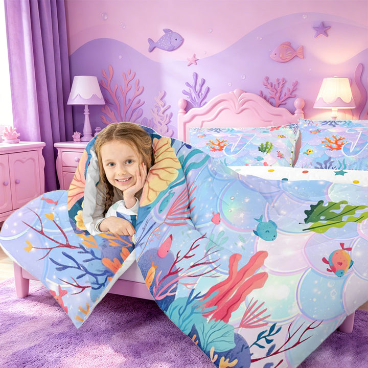 meiyoeat ocean Wave Texture 7 Pieces Full Size Bedding Sets,Watercolor Monogram J Full Size Bed in a Bag,Reversible