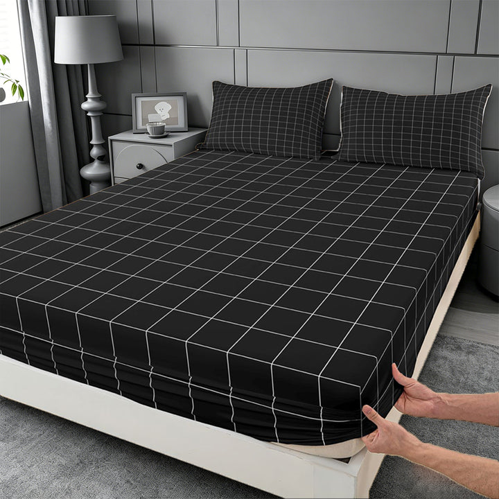 meiyoeat Modern Geometric Check King Sheets,Minimalist Plaid Buffalo Bedding For Kids Boys,4-Piece