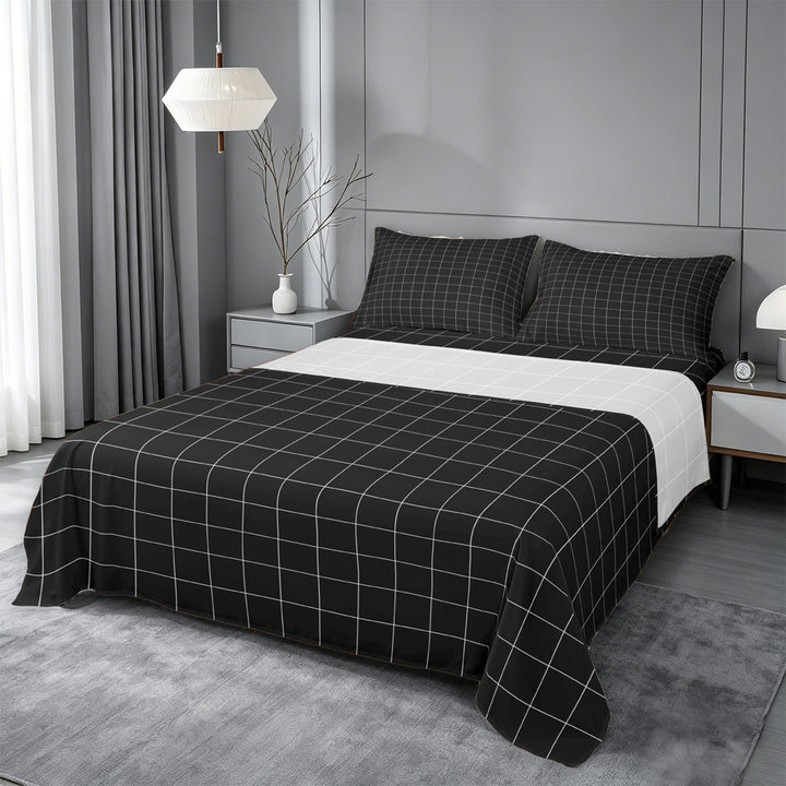 meiyoeat Modern Geometric Check King Sheets,Minimalist Plaid Buffalo Bedding For Kids Boys,4-Piece