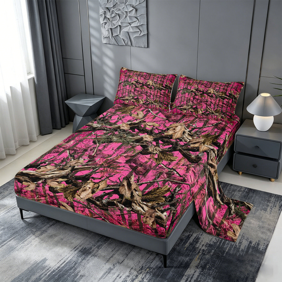 meiyoeat Pink Camo Print King Sheets For Adults,Rustic Farmhouse Hunting Bedding For Women,4pcs