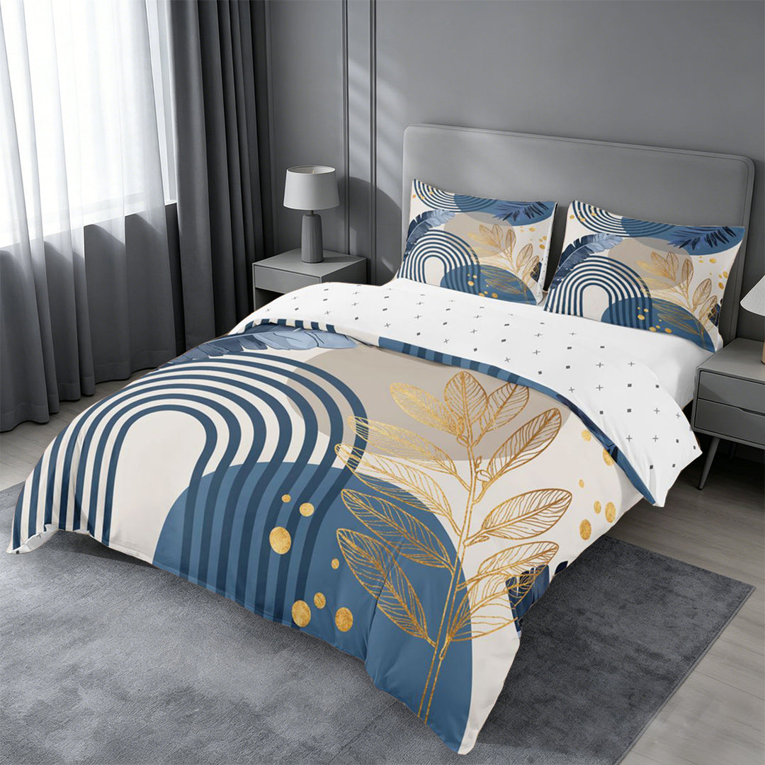 meiyoeat Boho Geometric Print Duvet Cover King For Adults,Tropical Monstera Leaf Print King Bedding For Women,Reversible,3 Pieces(No Comforter)