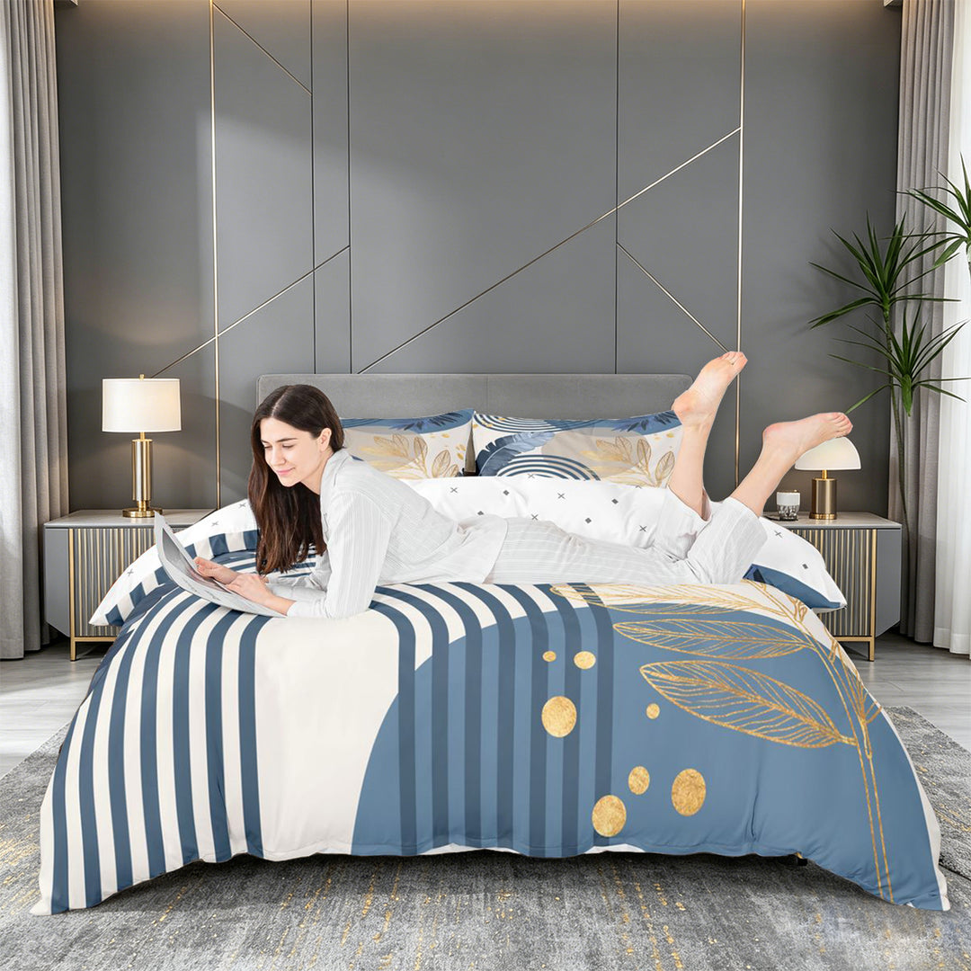 meiyoeat Boho Geometric Print Duvet Cover King For Adults,Tropical Monstera Leaf Print King Bedding For Women,Reversible,3 Pieces(No Comforter)