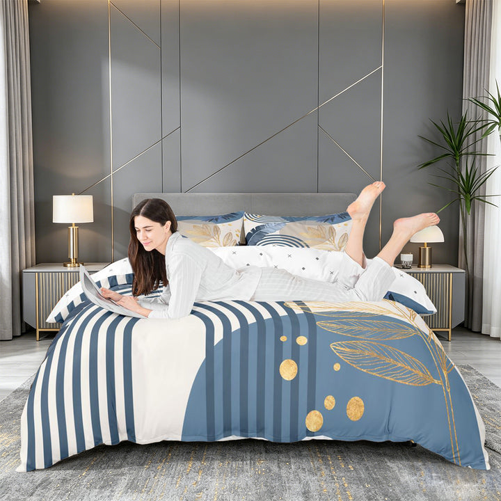 meiyoeat Boho Geometric Print Duvet Cover King For Adults,Tropical Monstera Leaf Print King Bedding For Women,Reversible,3 Pieces(No Comforter)