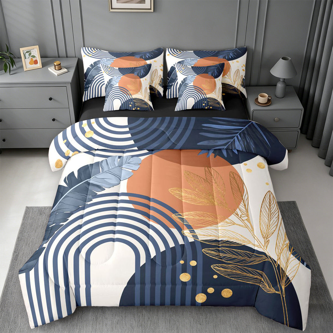 meiyoeat Bohemian Exotic Style 7-Piece King Bedding For Girls,Tropical Abstract Art King Bed in a Bag,Black Reversible
