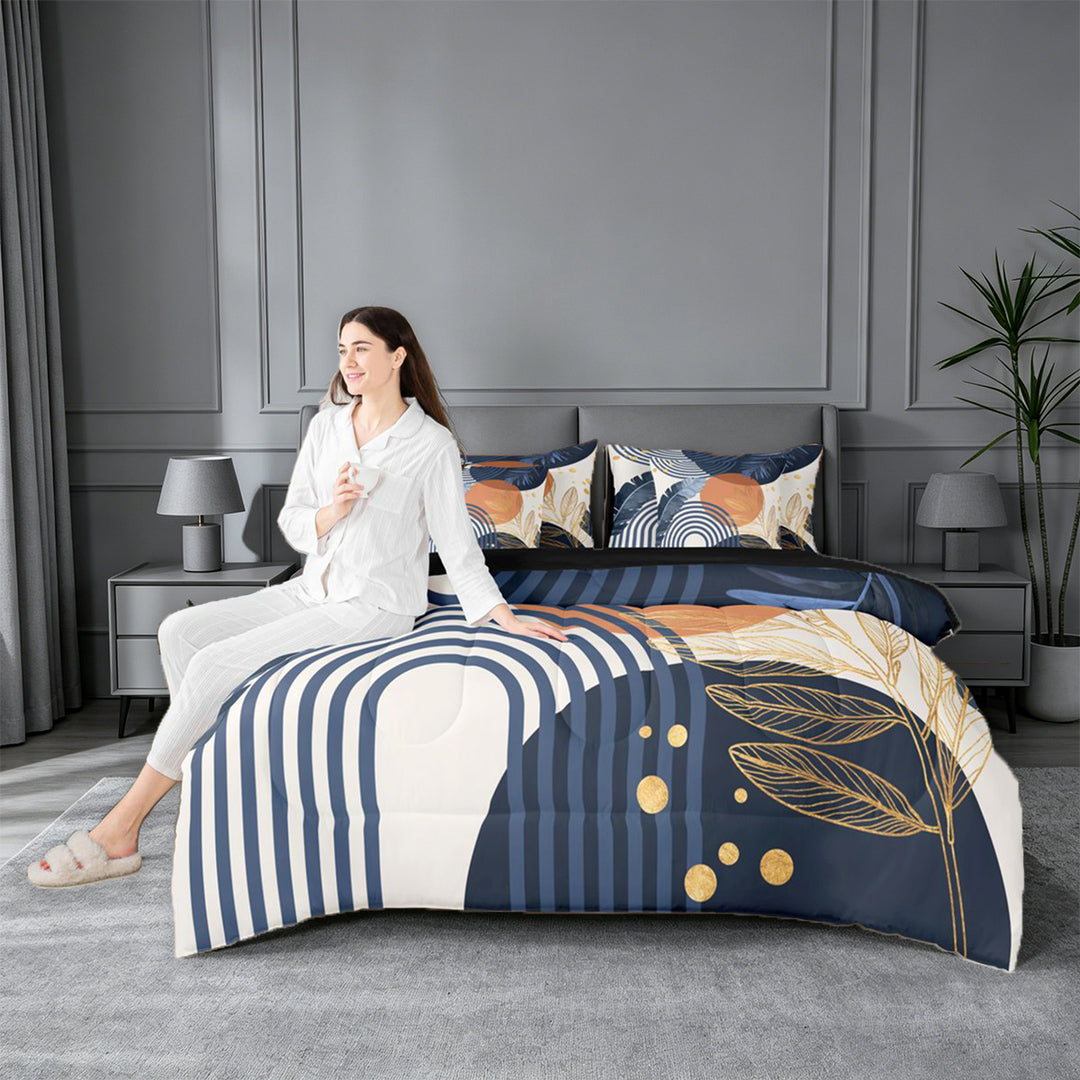 meiyoeat Bohemian Exotic Style 7-Piece King Bedding For Girls,Tropical Abstract Art King Bed in a Bag,Black Reversible