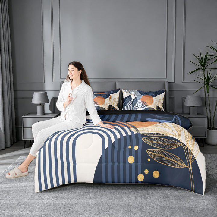 meiyoeat Bohemian Exotic Style 7-Piece King Bedding For Girls,Tropical Abstract Art King Bed in a Bag,Black Reversible