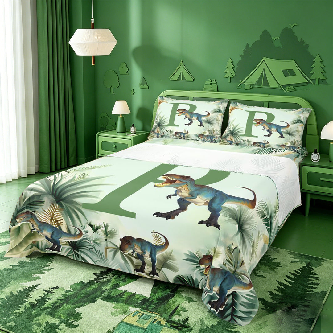 meiyoeat wild Animal Dino Print Bed Sheets,3D Cartoon Monogrammed P Art Full Size Sheets,4-Piece,1 Flat Sheet,1 Fitted Sheet and 2 Pillowcases