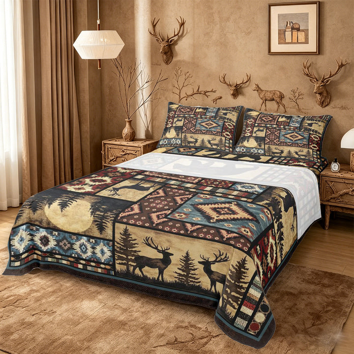 meiyoeat Southwestern Bear Deer King Sheets,Bohemian Exotic Style Aztec Geometric Bedding For Boys Kids,4 Pieces