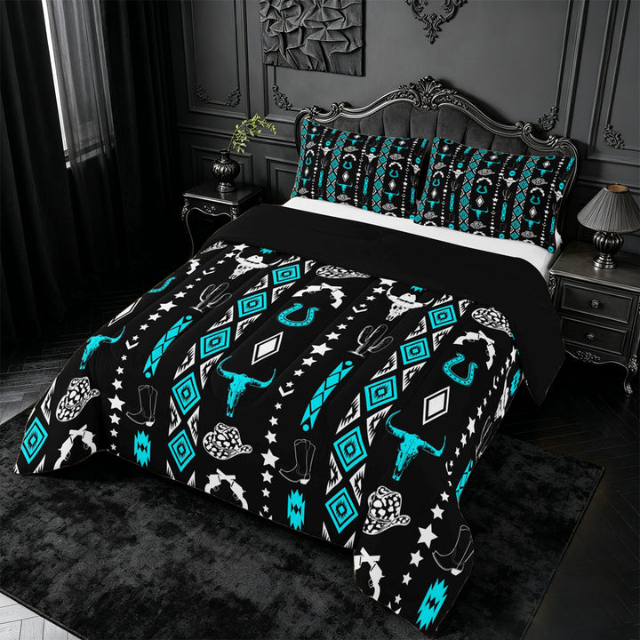 meiyoeat Vintage Geometric Rhombus Aztec Full Size Comforter Sets For Boys,Country Western Cowboy Farmhouse Bedding Comforter Set,Reversible,3 Pieces,1 Comforter and 2 Pillowcases