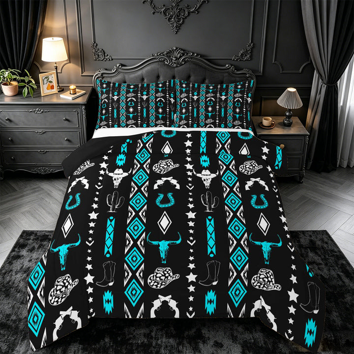 meiyoeat Vintage Geometric Rhombus Aztec Full Size Comforter Sets For Boys,Country Western Cowboy Farmhouse Bedding Comforter Set,Reversible,3 Pieces,1 Comforter and 2 Pillowcases