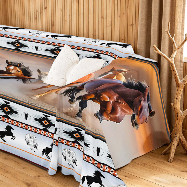 meiyoeat Dreamcatcher Horse Aztec, Rustic Striped Chair Loveseat Couch Cover
