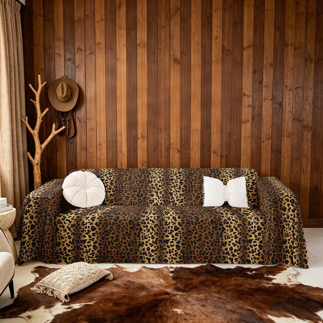 meiyoeat Luxury Brown Cheetah Print Sofa Cover Slipcover 71x91, Leopard Chair Loveseat Couch Cover