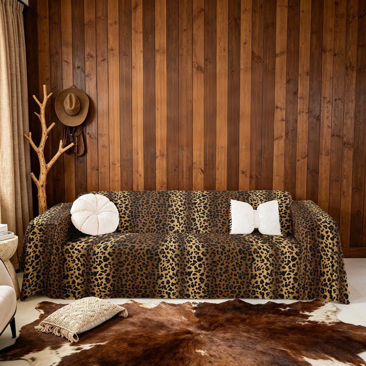 meiyoeat Luxury Brown Cheetah Print Sofa Cover Slipcover 71x91, Leopard Chair Loveseat Couch Cover