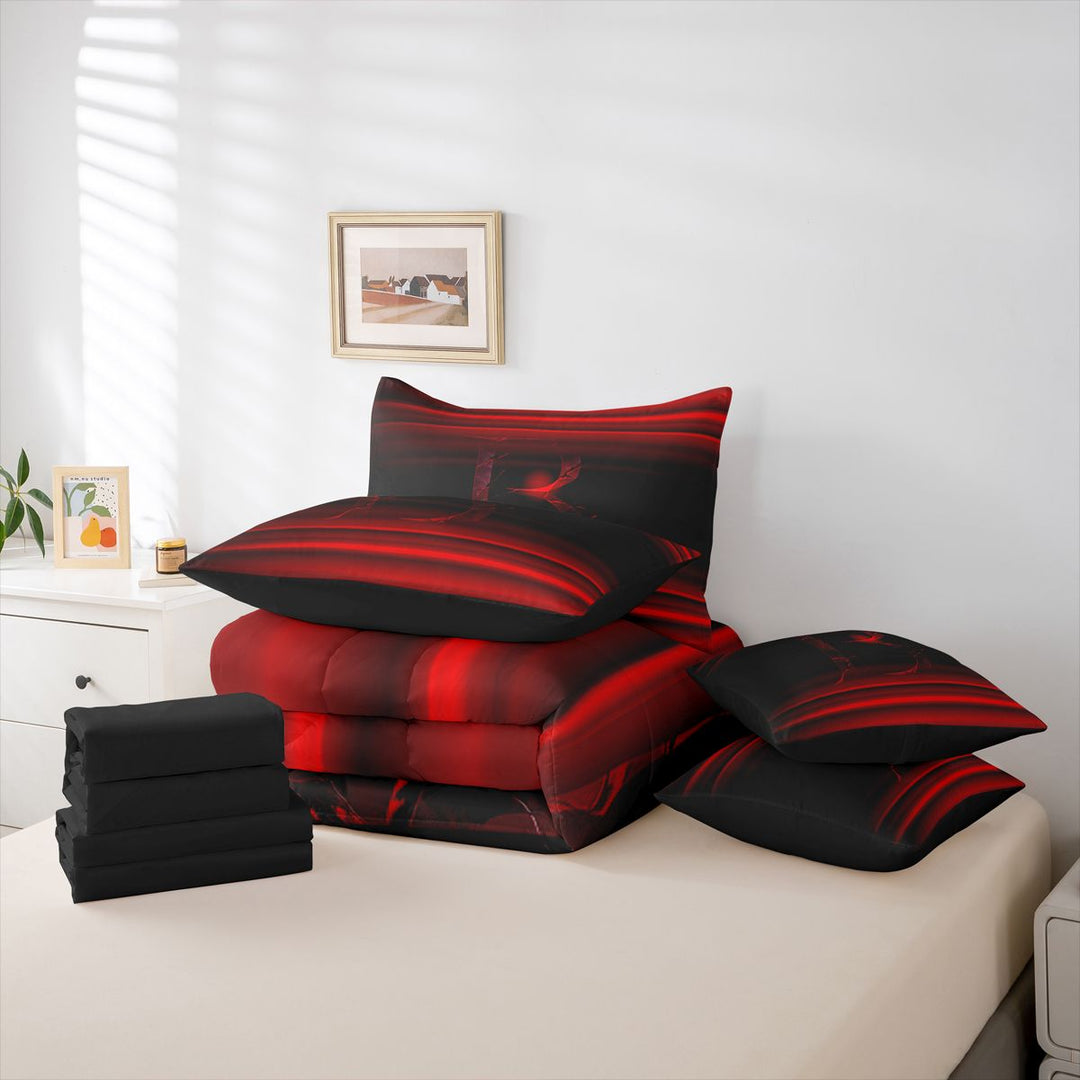 meiyoeat dark Monogram Pattern 7 Pieces Full Size Bedding Sets,Gradient Letter B Full Size Bed in a Bag,Black Reversible