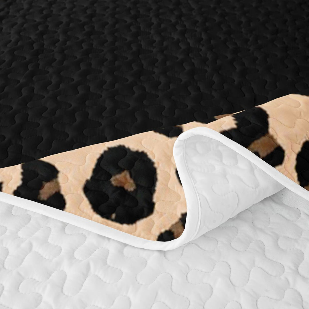 Meiyoeat Animal Leopard Letter R Quilt King for Girls,Classic Polka Dot King Coverlet Set for Bedroom,Black Beige Brown