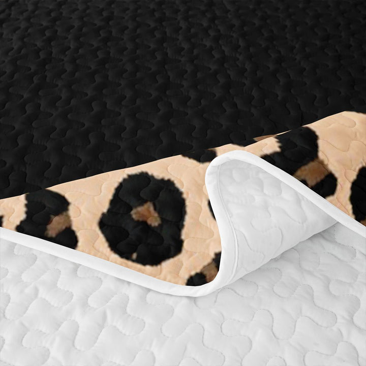 Meiyoeat Animal Leopard Letter R Quilt King for Girls,Classic Polka Dot King Coverlet Set for Bedroom,Black Beige Brown