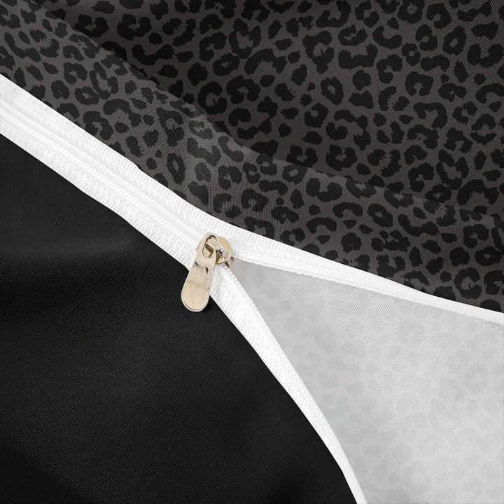 Meiyoeat Animal Cheetah Print Duvet Cover King, Minimalist Spot Pattern King Bedding, Dark Gray,3 Pieces,No Comforter,Black Reversible
