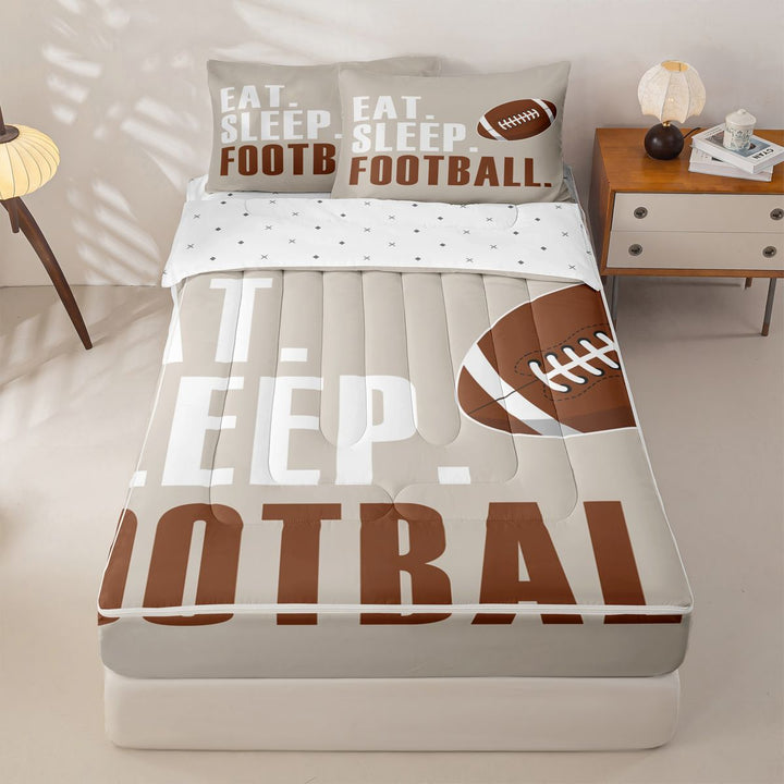 meiyoeat American Rugby Games Zipper Full Size Comforter Sets with Fitted Sheet and 2 Pillowcases For Boys,Kids Football Games Zipper Bedding Set,Reversible,4 Pieces