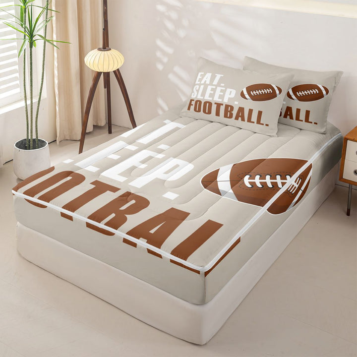 meiyoeat American Rugby Games Zipper Full Size Comforter Sets with Fitted Sheet and 2 Pillowcases For Boys,Kids Football Games Zipper Bedding Set,Reversible,4 Pieces