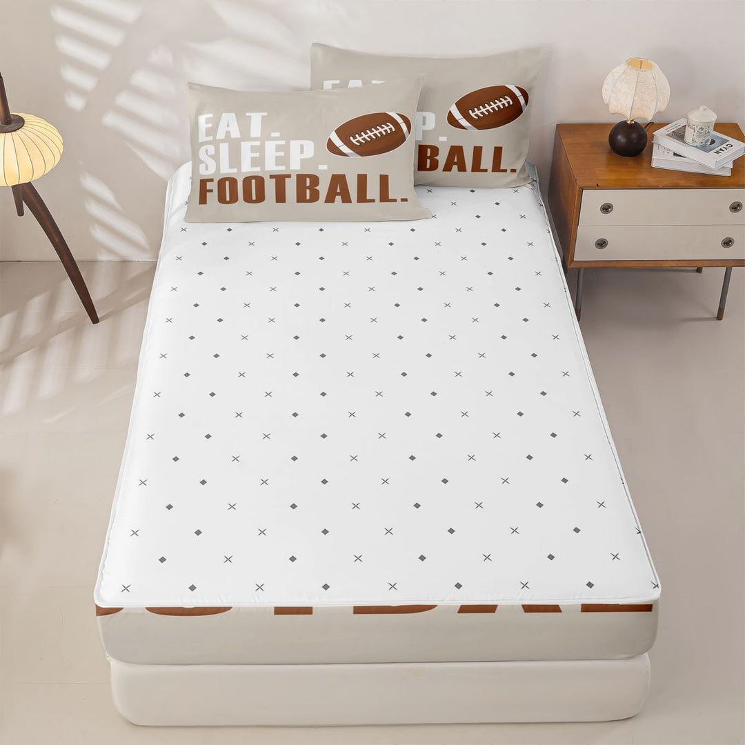 meiyoeat American Rugby Games Zipper Full Size Comforter Sets with Fitted Sheet and 2 Pillowcases For Boys,Kids Football Games Zipper Bedding Set,Reversible,4 Pieces