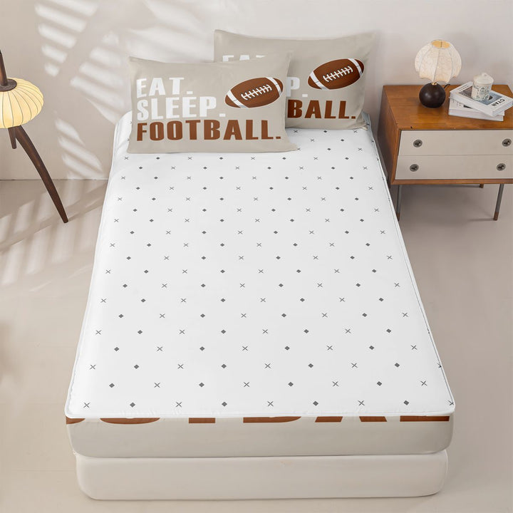meiyoeat American Rugby Games Zipper Full Size Comforter Sets with Fitted Sheet and 2 Pillowcases For Boys,Kids Football Games Zipper Bedding Set,Reversible,4 Pieces
