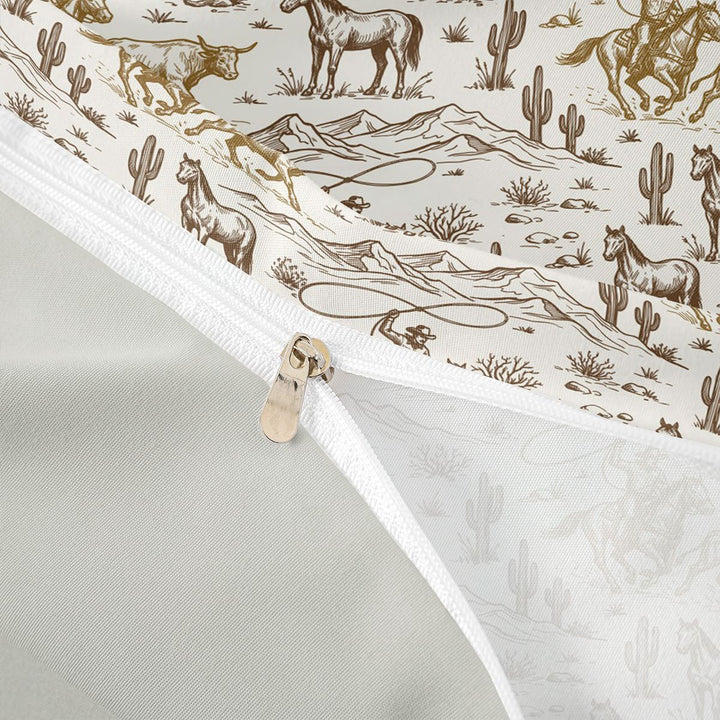 meiyoeat western Cowboy Style Bedding,Vintage Farmhouse Duvet Cover Full,Reversible,3pcs,1 Duvet Cover and 2 Pillowcases