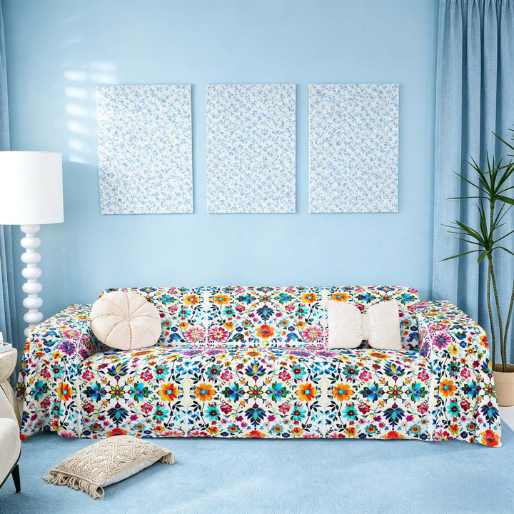 meiyoeat Vintage Blossoms Sofa Cover Slipcover 71x91 for Girls, Multicolor Flower Floral Chair Loveseat Couch Cover
