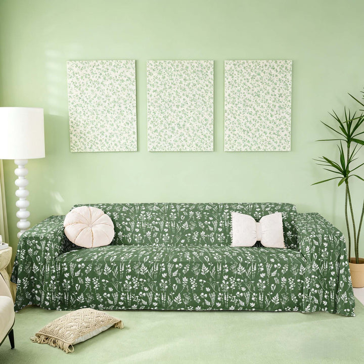 meiyoeat Chic Floral Flower Sofa Cover Slipcover 71x91 for Girls, Green White Chair Loveseat Couch Cover