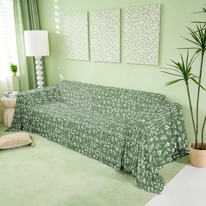 meiyoeat Chic Floral Flower Sofa Cover Slipcover 71x91 for Girls, Green White Chair Loveseat Couch Cover