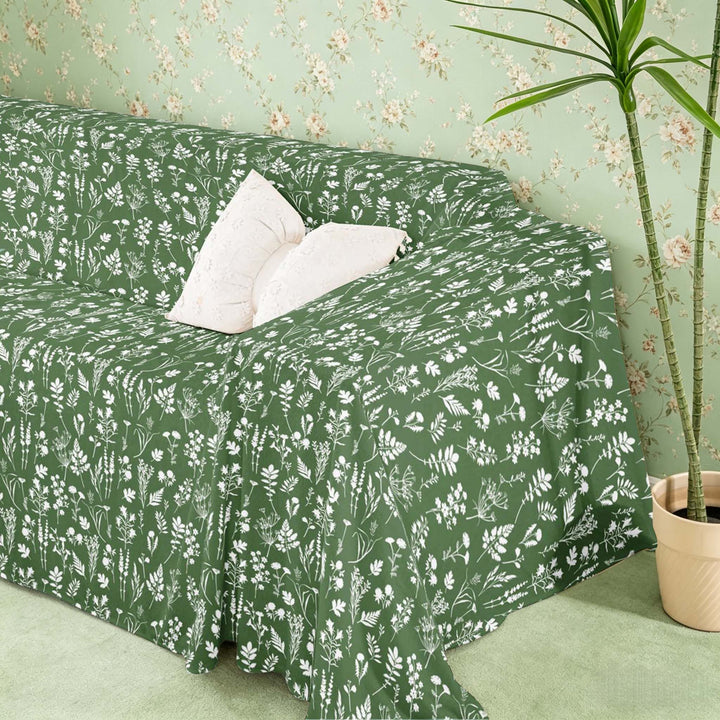 meiyoeat Chic Floral Flower Sofa Cover Slipcover 71x91 for Girls, Green White Chair Loveseat Couch Cover