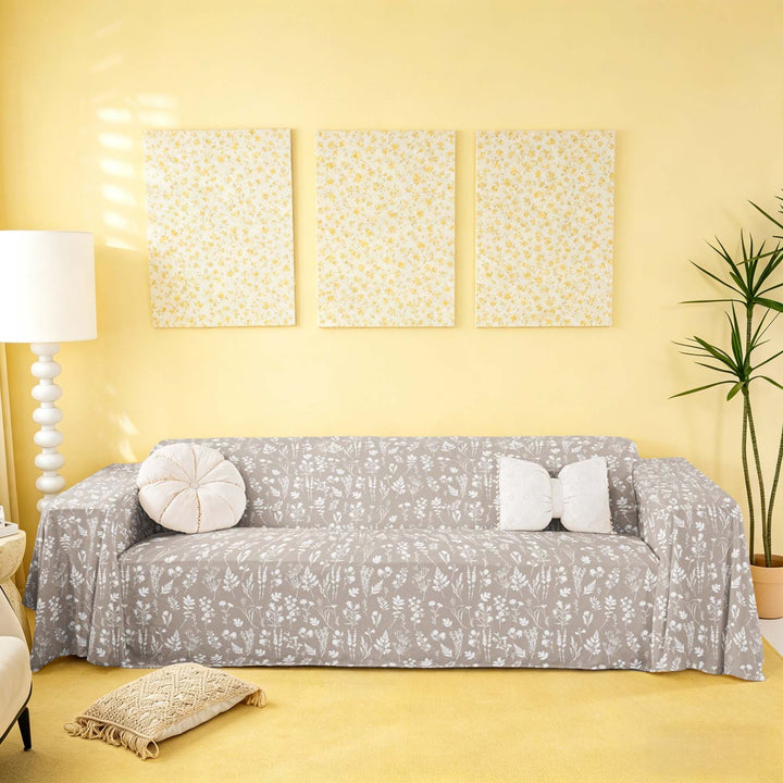meiyoeat Chic Floral Sofa Cover Slipcover 71x91 for Girls, Gray White Chair Loveseat Couch Cover