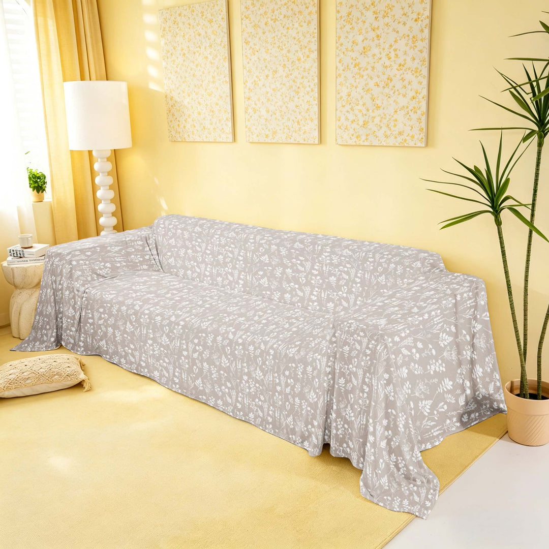 meiyoeat Chic Floral Sofa Cover Slipcover 71x91 for Girls, Gray White Chair Loveseat Couch Cover