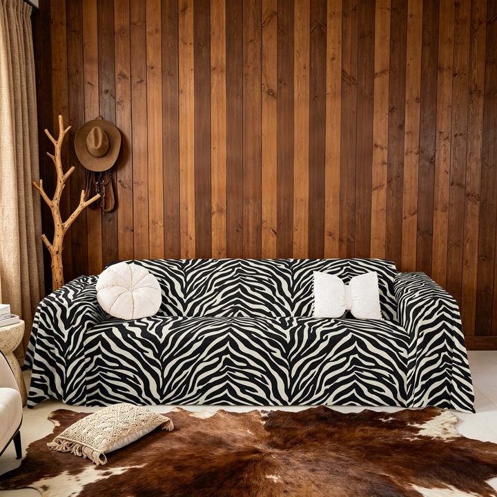 meiyoeat Zebra Print Sofa Cover Slipcover 71x91, Black and White Chair Loveseat Couch Cover
