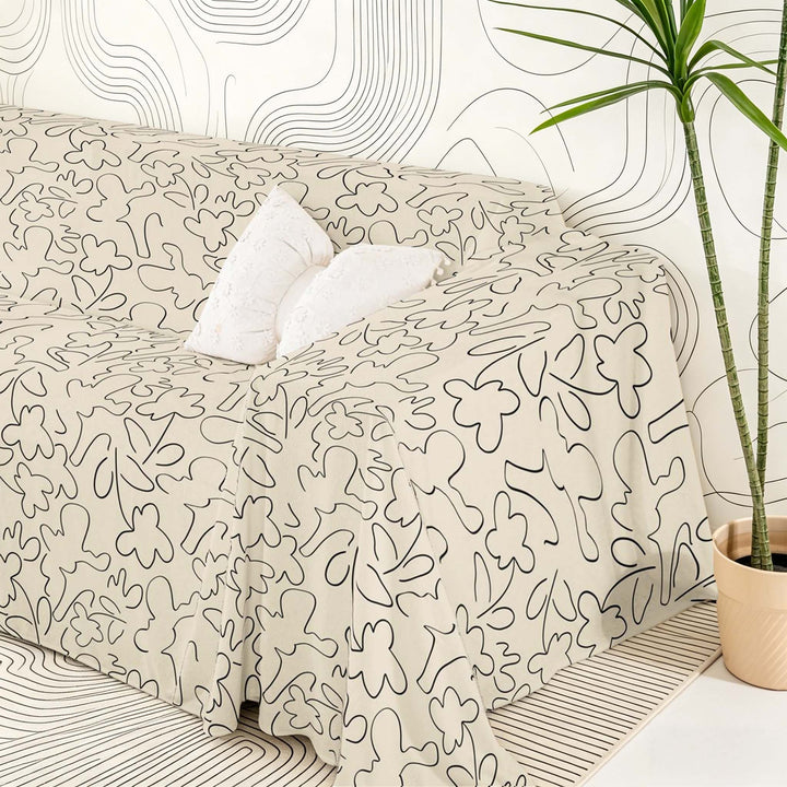 meiyoeat Minimalism Sofa Cover Slipcover 71x91, Abstract Lines Chair Loveseat Couch Cover