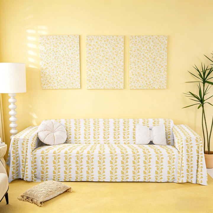 meiyoeat Chic Yellow Floral Sofa Cover Slipcover 71x91 for Girls, Flowers Blossoms Chair Loveseat Couch Cover
