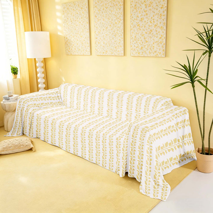 meiyoeat Chic Yellow Floral Sofa Cover Slipcover 71x91 for Girls, Flowers Blossoms Chair Loveseat Couch Cover